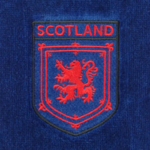 Embroidered Lion Rampant Shield Golf Towel in Blue