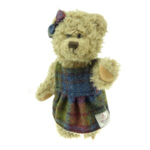 Girl Teddy Bear with Harris Tweed Clothing in Multi Colour Tartan