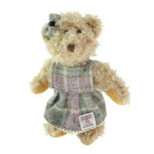 Girl Teddy Bear with Harris Tweed Clothing in Soft Pink Buchanan