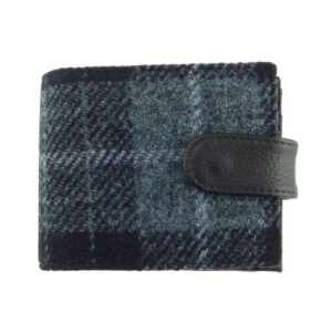 Harris Tweed 'Barra' Wallet with Coin Section in Grey Black Tartan