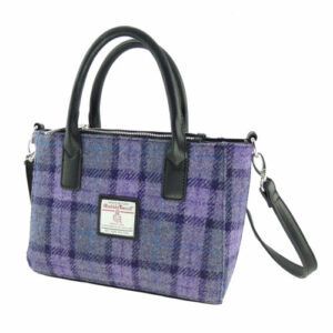 Harris Tweed 'Brora' Small Tote in Bold Purple Check