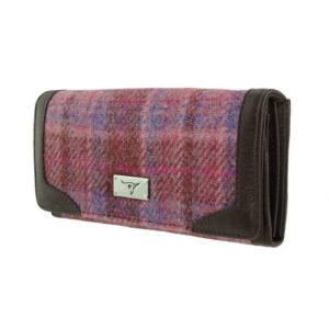 Harris Tweed 'Bute' Long Purse in Pink Check