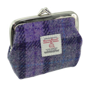 Harris Tweed 'Eigg' Small Clasp Purse in Bold Purple Check