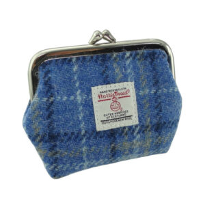 Harris Tweed 'Eigg' Small Clasp Purse in Light Blue Check