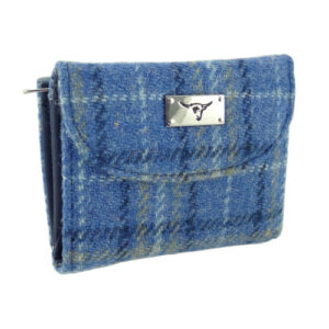 Harris Tweed 'Jura' Short Wallet in Light Blue Check