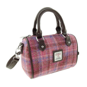 Harris Tweed 'Kilbride' Mini Bowling Bag in Pink Check