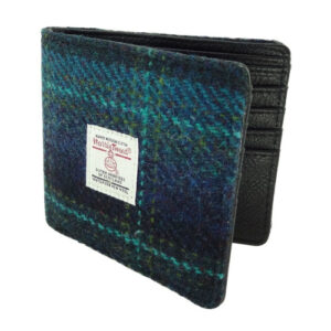Harris Tweed 'Mull' Gents Wallet in Blue with Turquoise Overcheck