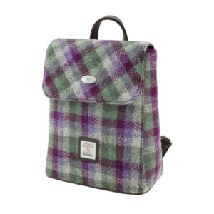 Harris Tweed 'Tummel' Mini Backpack in Green Small Check