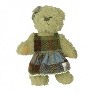 Girl Teddy Bear with Harris Tweed Clothing in MacLeod Tartan
