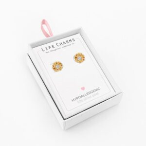 Gold flower stud earrings