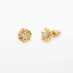 Gold flower stud earrings