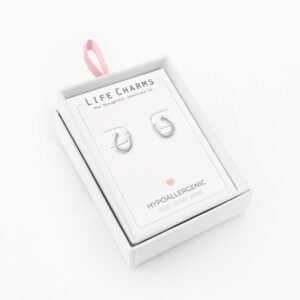 Lucky horseshoe silver stud earrings