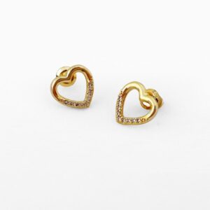 Open gold heart stud earring