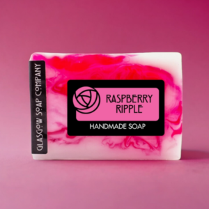 Raspberry Ripple Handmade Soap Slice