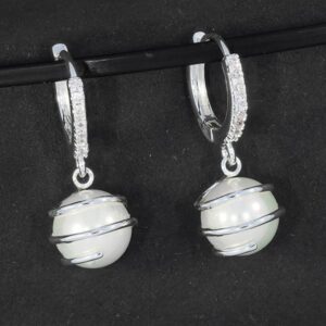 Entwined Pearl Huggie Silver Plated Earrings