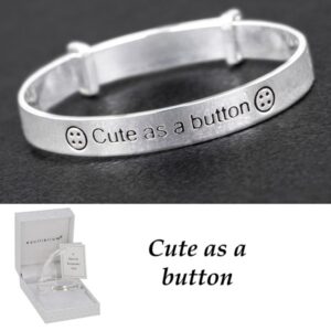 Cute As Button Silver Plated Baby Bangle
