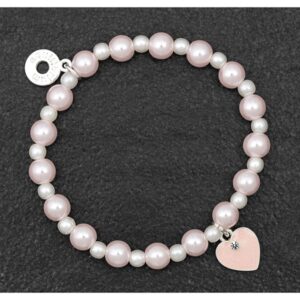 Girls Pretty Pearl Silver Plated Bracelet Heart