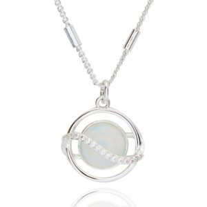 Moonstone Eternity Silver Plated Necklace Clear