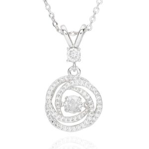Moving Crystal Silver Plated Swirl Necklace