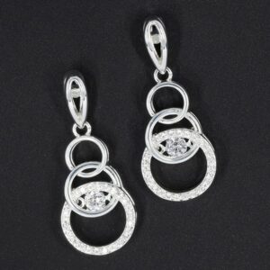 Moving Crystals Silver Plated Circles Earrings