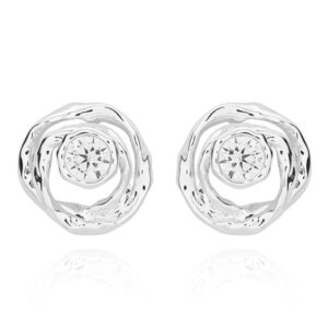 Pure Elegance Modern Circles Silver Plated Earrings