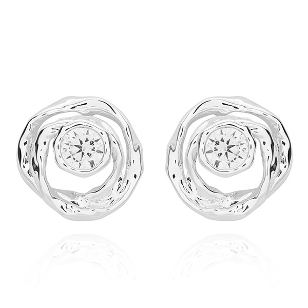 Pure Elegance Modern Circles Silver Plated Earrings