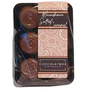 Roasted Macadamia and Soft Salted Caramel Belgian Milk Chocolate