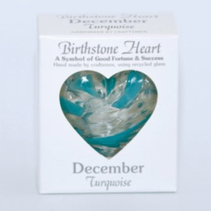 December Birthstone Glass Heart Turquoise