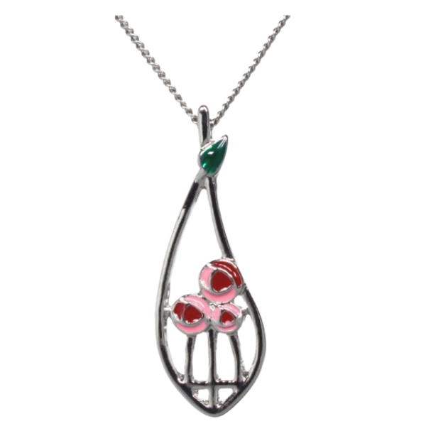 Curved Drop Mackintosh Pendant Necklace
