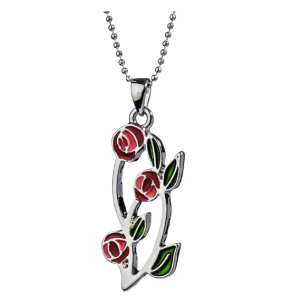 Three Rose Mackintosh Pendant Necklace