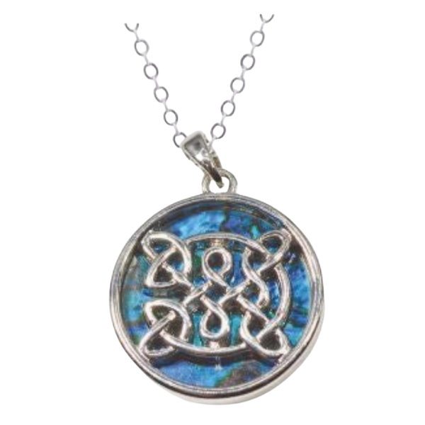 Paua Shell Celtic Round Necklace