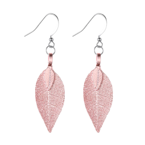 Pink Leaf Earrings