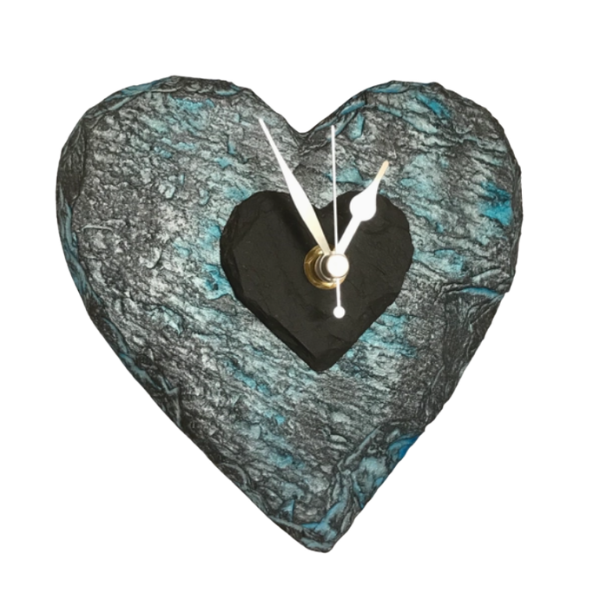 Heart Ocean Wave Slate Clock