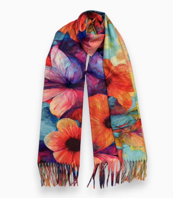 Poppy Wool Blend Digital Print Scarf