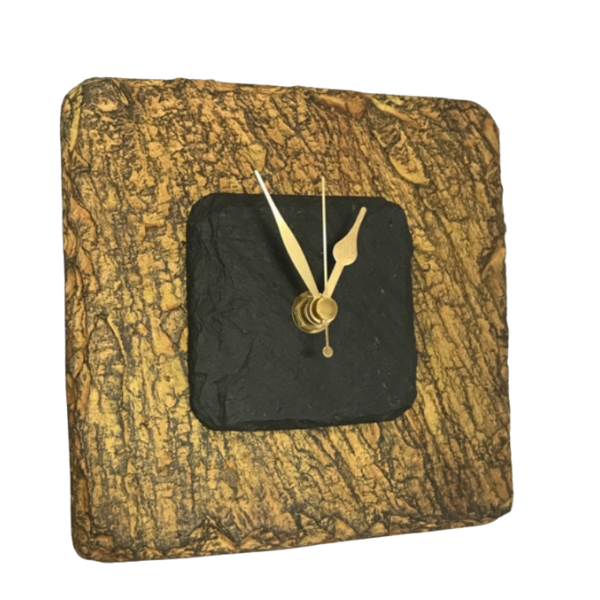 Square Bronze Amber Slate Clock